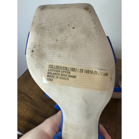 Steve Madden Cobalt Blue Strappy Heels Size 7.5 | Square Toe Stiletto Party Pump - Picture 4 of 10